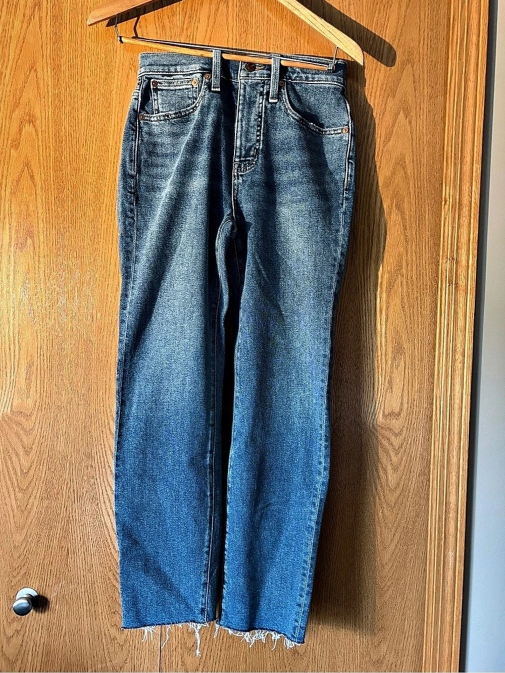 NWT: Madewell The Momjean Straight Leg Jeans Blue Waist 25